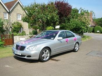 Car driving away from church